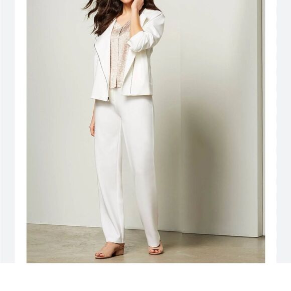 Eileen Fisher Flex Tencel Ponte Round Neck Jacket in Ivory Size XS - Picture 7 of 11